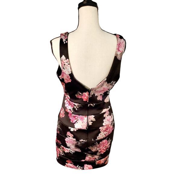 Trixxi juniors Tiered Black Floral Y2K Babydoll Tank Whisy Goth Dress Size  11 - Picture 2 of 3